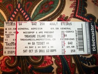 SATURDAY TREASURE ISLAND TICKET 1