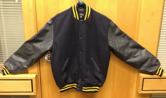 Navy & Gold plain varsity jacket 1
