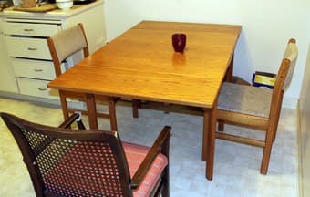 Dinner table + two chairs, real wood 80 dollars 1