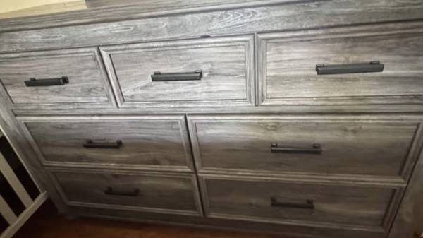 Grey 6 Drawer Dresser with Mirror 2