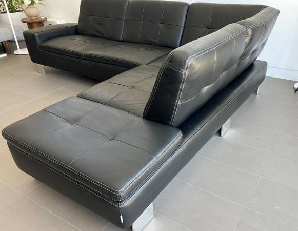 Black leather sectional 2