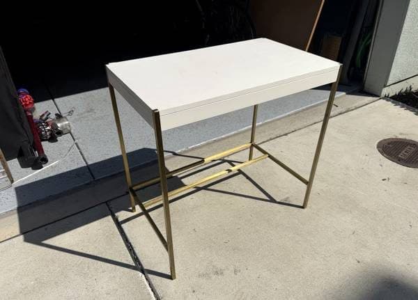 West Elm Zane Desk - White Lacquer / Antique Brass - $120 OBO 1
