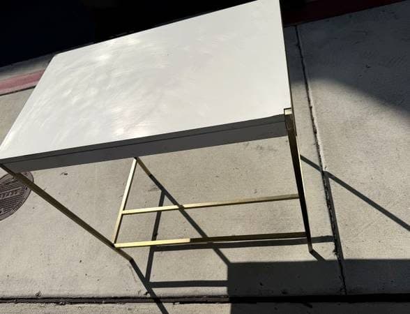 West Elm Zane Desk - White Lacquer / Antique Brass - $120 OBO 2