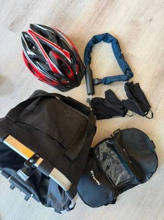 Bicycle Accessories Bundle – Helmet, Lock, Basket & Handlebar Bag + G 1