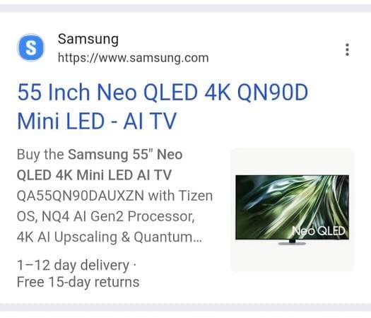 55-inch SAMSUNG NEO QLED QN90D 4K Smart TV UHD HDR 2