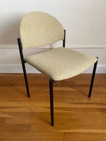 National “Tag” Armless Guest Chair — Cream Jacquard Fabric 1