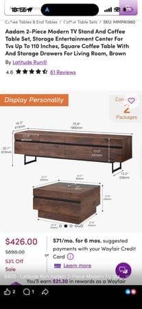 Latitude Run Aadam 2-Piece Modern TV Stand and Coffee Table Set 3