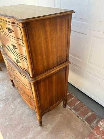 Vintage French provincial highboy dresser 3