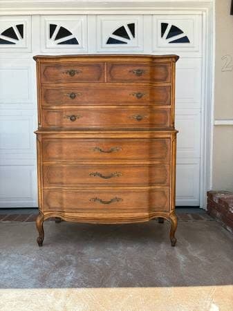 Vintage French provincial highboy dresser 2