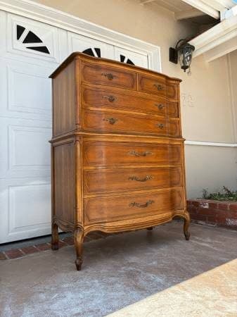 Vintage French provincial highboy dresser 1