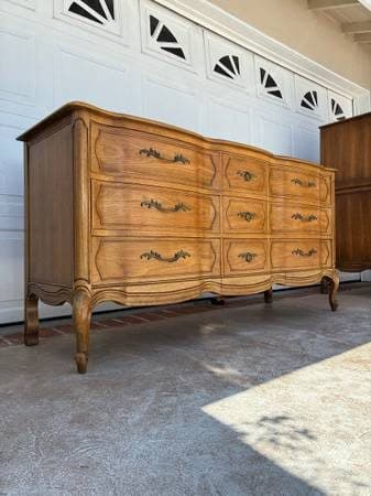 Vintage French provincial 9 drawer dresser 1