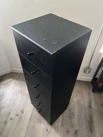 Gently Used Shelf, Black Drawer, Red End Table, Ikea Cubby 2