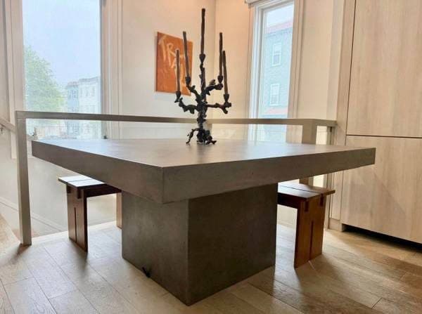Dark Grey 58" Block Concrete Dining Table 1