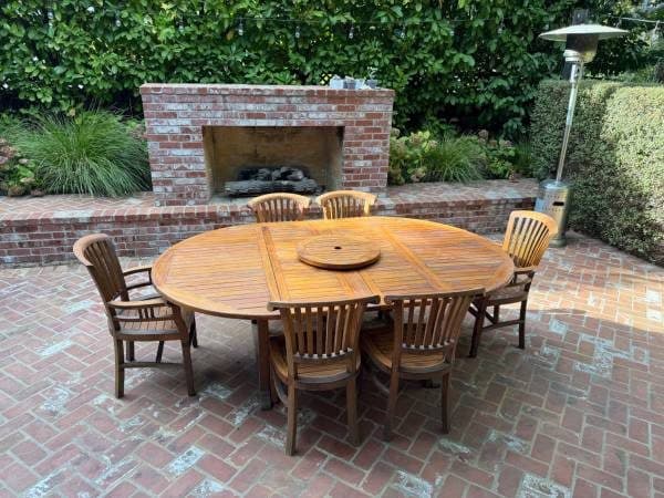 Outdoor Teak Furniture Set - Table and Six Chairs 1