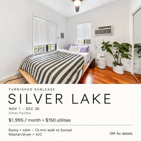 1 bed 1 bath silverlake sublease - available Nov- 1
