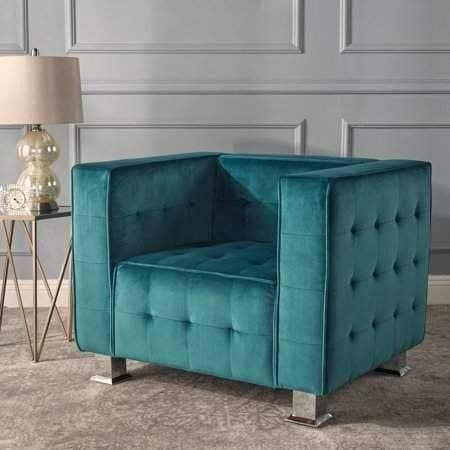 Christopher Knight Home Boden Teal Velvet Tufted Modern Accent Chair 1