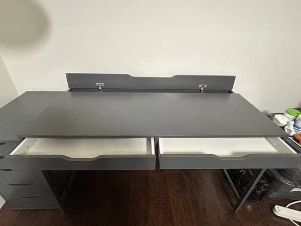 Gray Desk with Drawers – 51.75" x 25" in great condition (los gatos) 1