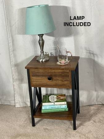 Compact Nightstand / End Table with Lamp READ DESCRIPTION & SEE PICS 1