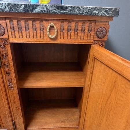 Louis xvi french antique vintage oakwood marble top buffet w mirror 3