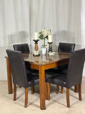 Handsome Faux Marble Top Dining Table & 4 Chairs 1