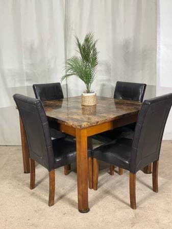 Handsome Faux Marble Top Dining Table & 4 Chairs 2