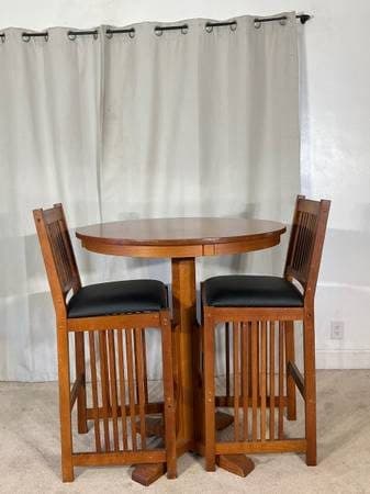 Mission Style BAR Height Bistro * Pub Table & 2 Chairs 3