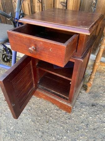 CURB ALERT: Butcher blk, walker, end table, portable AC, folding table 2