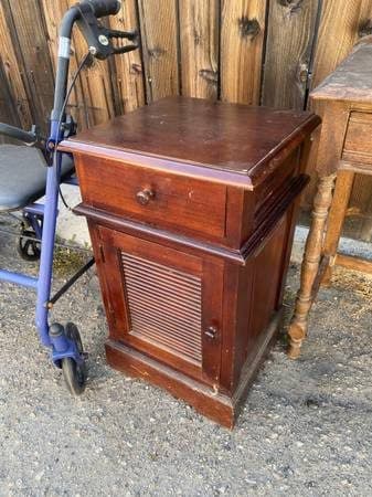 CURB ALERT: Butcher blk, walker, end table, portable AC, folding table 1