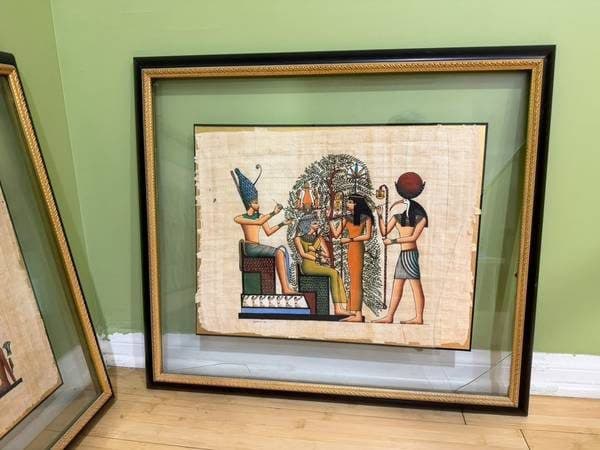 FREE – Framed Egyptian Papyrus Art (Pair) – One Needs New Glass 2