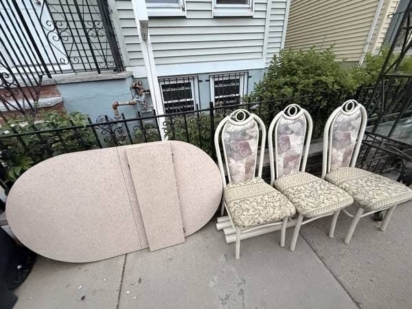 Free Furniture: Dining table, chairs, desk, metal shelf 2