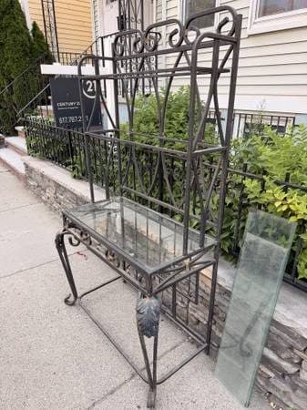 Free Furniture: Dining table, chairs, desk, metal shelf 1