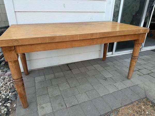 Vintage Farmhouse Butcher Block Top Table 1