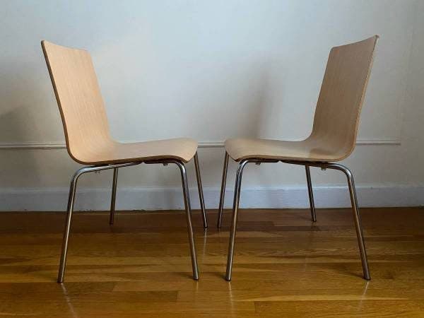 Two Allermuir Bentwood Chairs with Steel Chrome - Mid-Century Modern 3