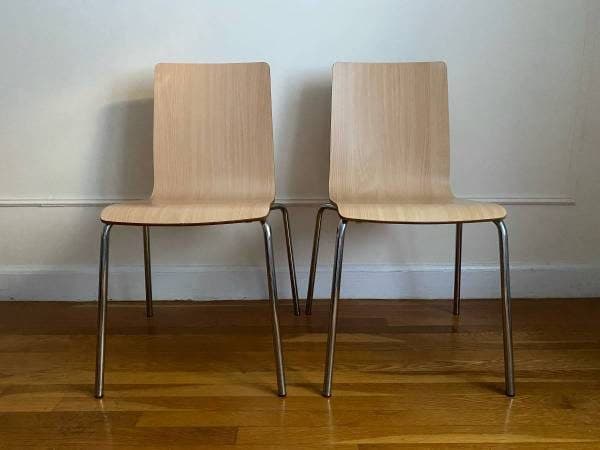 Two Allermuir Bentwood Chairs with Steel Chrome - Mid-Century Modern 1