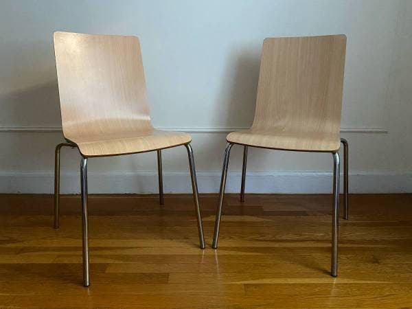 Two Allermuir Bentwood Chairs with Steel Chrome - Mid-Century Modern 2