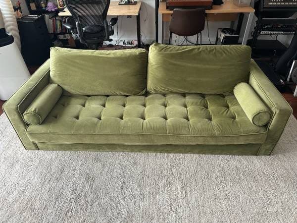 AllModern Geo 84" Olive Green Velvet Sofa/Couch – $250 OBO 2
