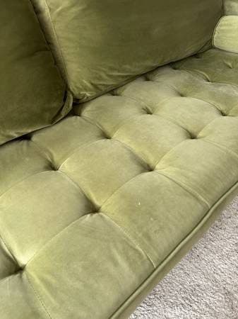 AllModern Geo 84" Olive Green Velvet Sofa/Couch – $250 OBO 3