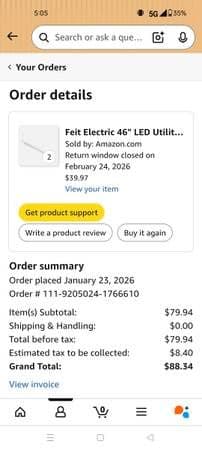 2 - Feit 4 ft shop lights LED motion sensor with remote 2