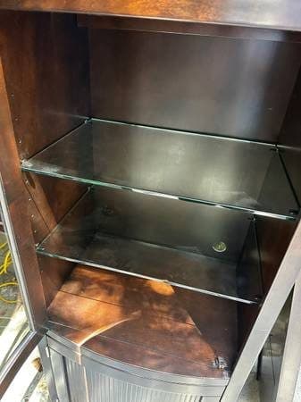 Espresso Wood Entertainment Towers with Bridge & glass shelves - FREE! 2