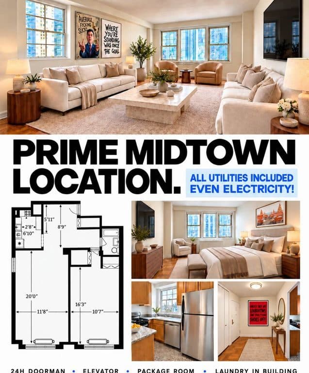 1 BR for rent — 301 W 45th St APT 12D, New York 1