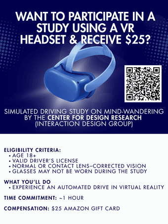 3/10-3/12 Recruiting participants - VR Driving Study on MindWandering 1