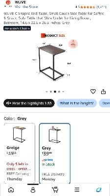 C-Shaped Side Table – Excellent Condition 3