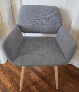 Grey fabric chair with steel legs 1