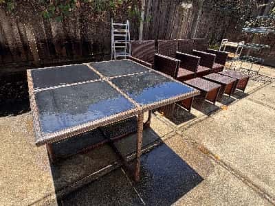 Rattan Garden Furniture with original glass top 2