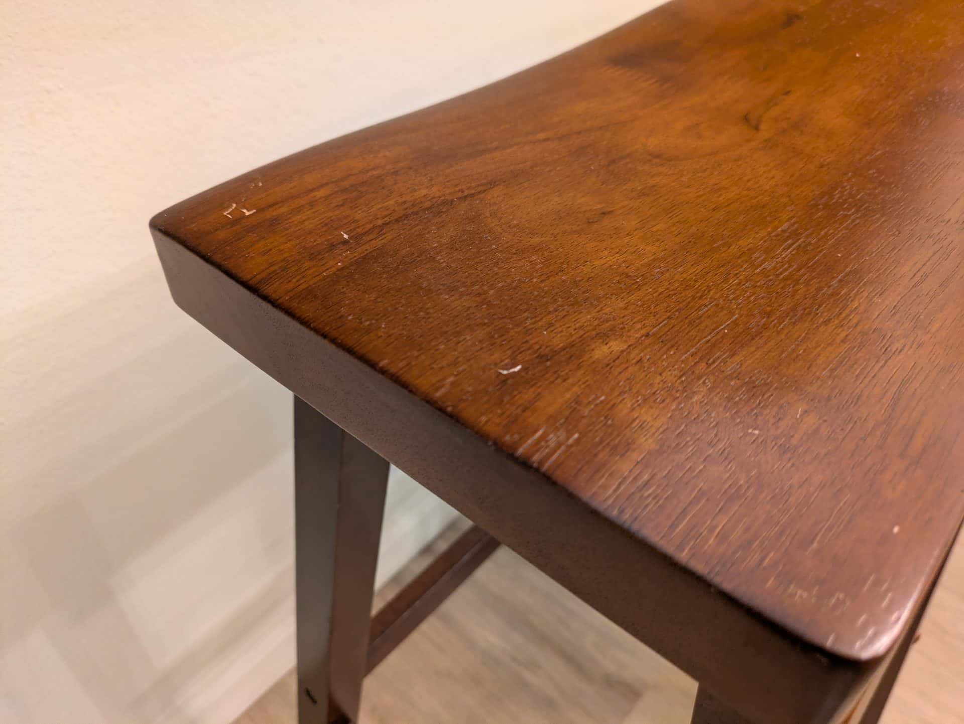 29" Wooden saddle seat walnut finish barstools 3