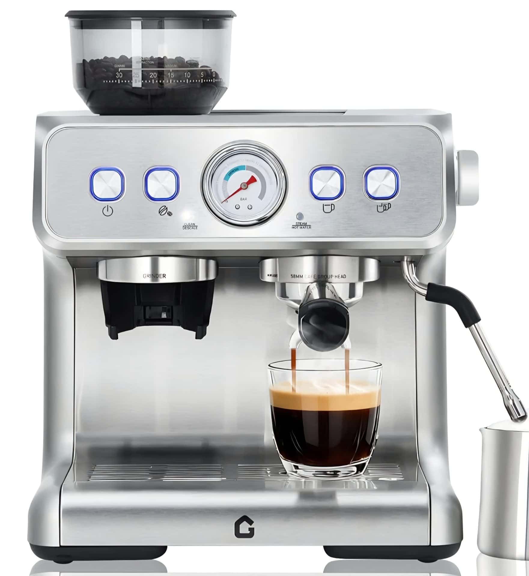 Semi-automaric Espresso Machine - Garvee 20 Bar Pressure Stainless Steel with Grinder 1