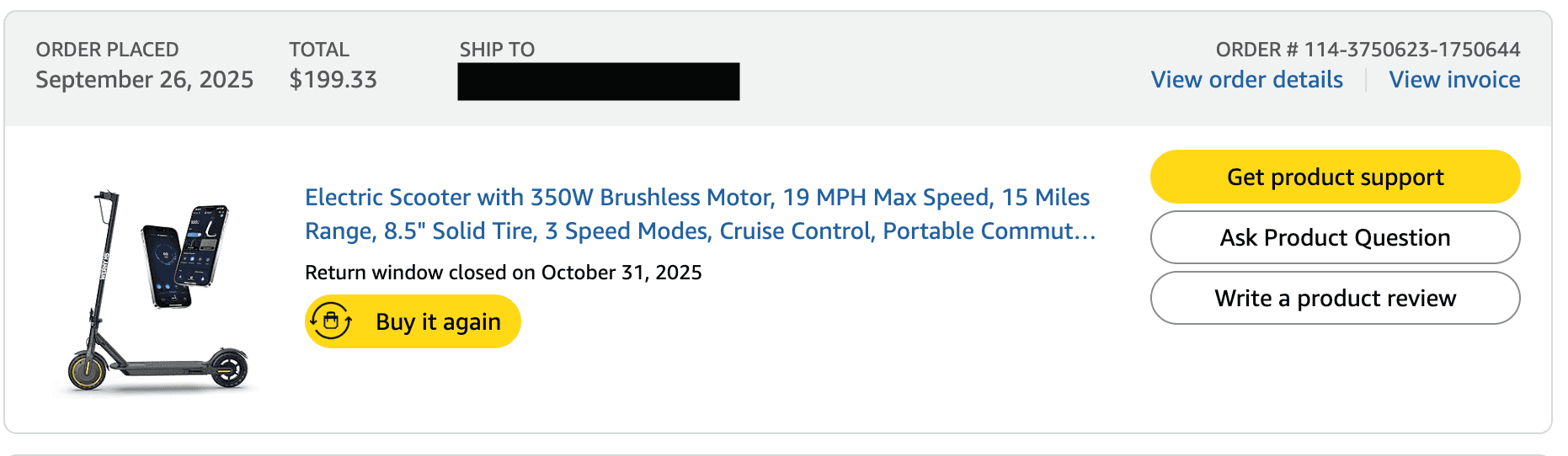 Electric Scooter (350W, 19 MPH, Foldable): $100 (originally purchased for 200) 3