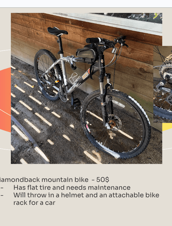 Bicycle, Pump, Car rack + Misc. 1